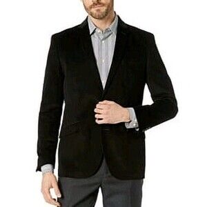 Kenneth Cole New York Corduroy Coat Blazer Men's 2XL/46 Black Long Sleeve Cotton